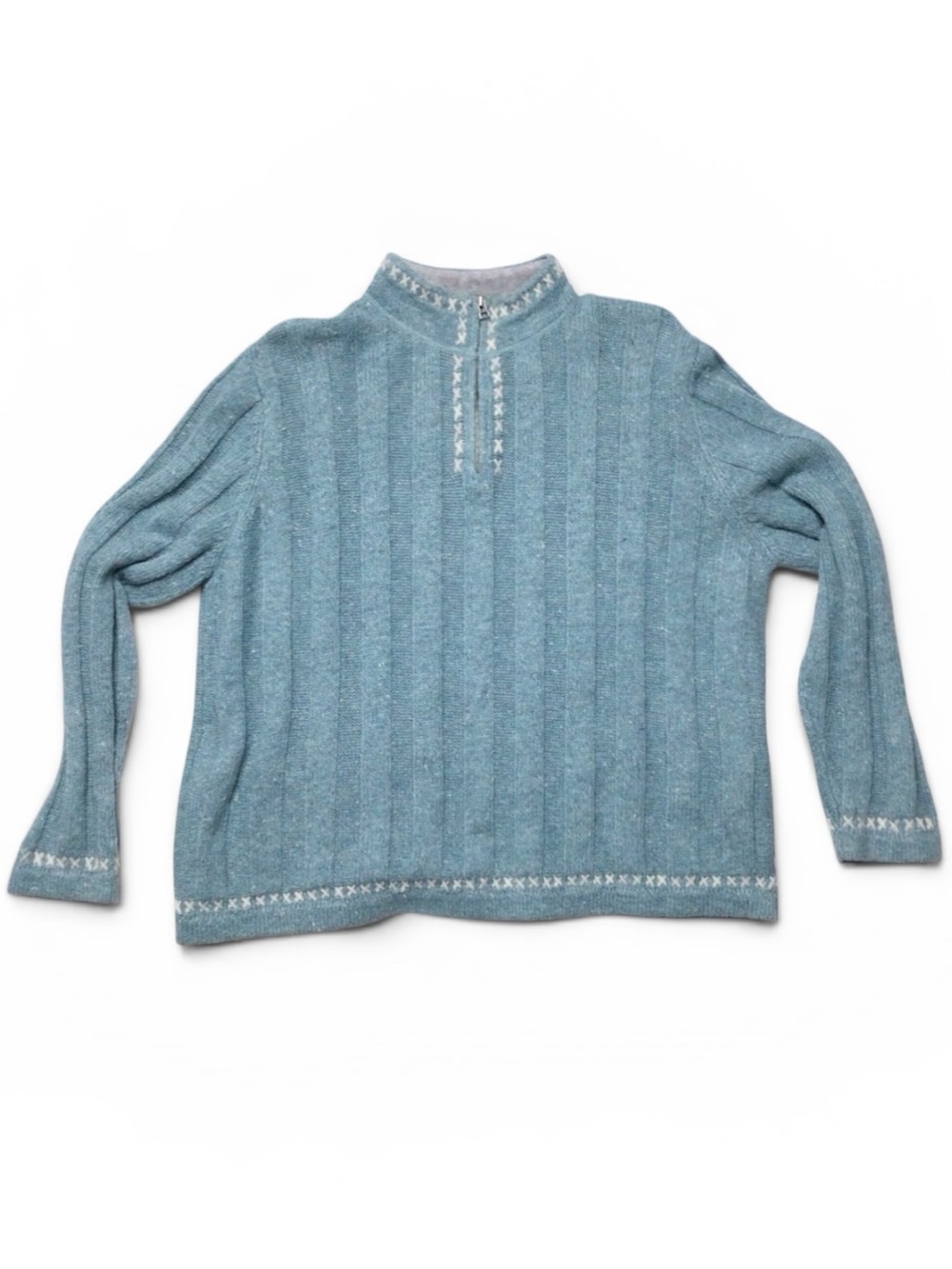 Woolrich Aquifer Heather Ribbed Quarter Zip Sweater Wool Blend Petite Large